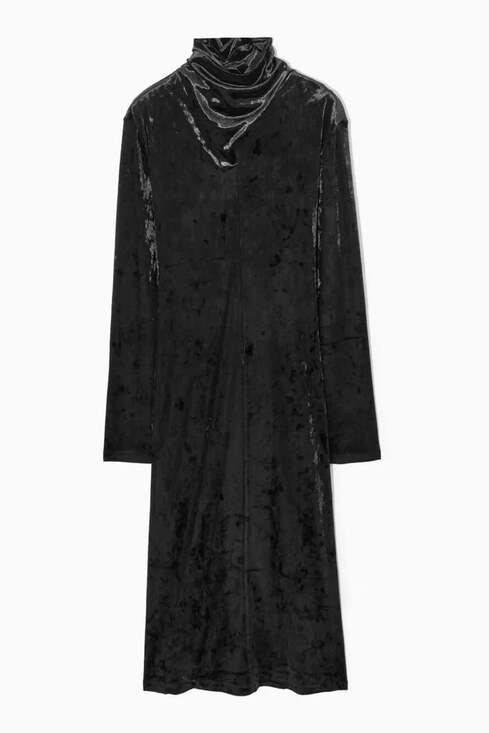 COS Open Back Velvet Midi Dress Black Small - Picture 2 of 9